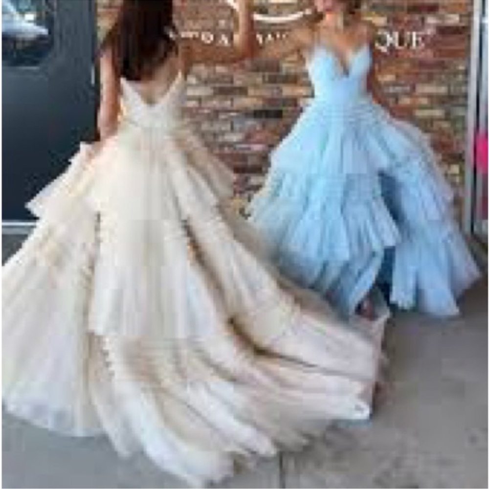 Sherri Hill Cream Layered Prom Dress 54843 - Picture 3 of 4